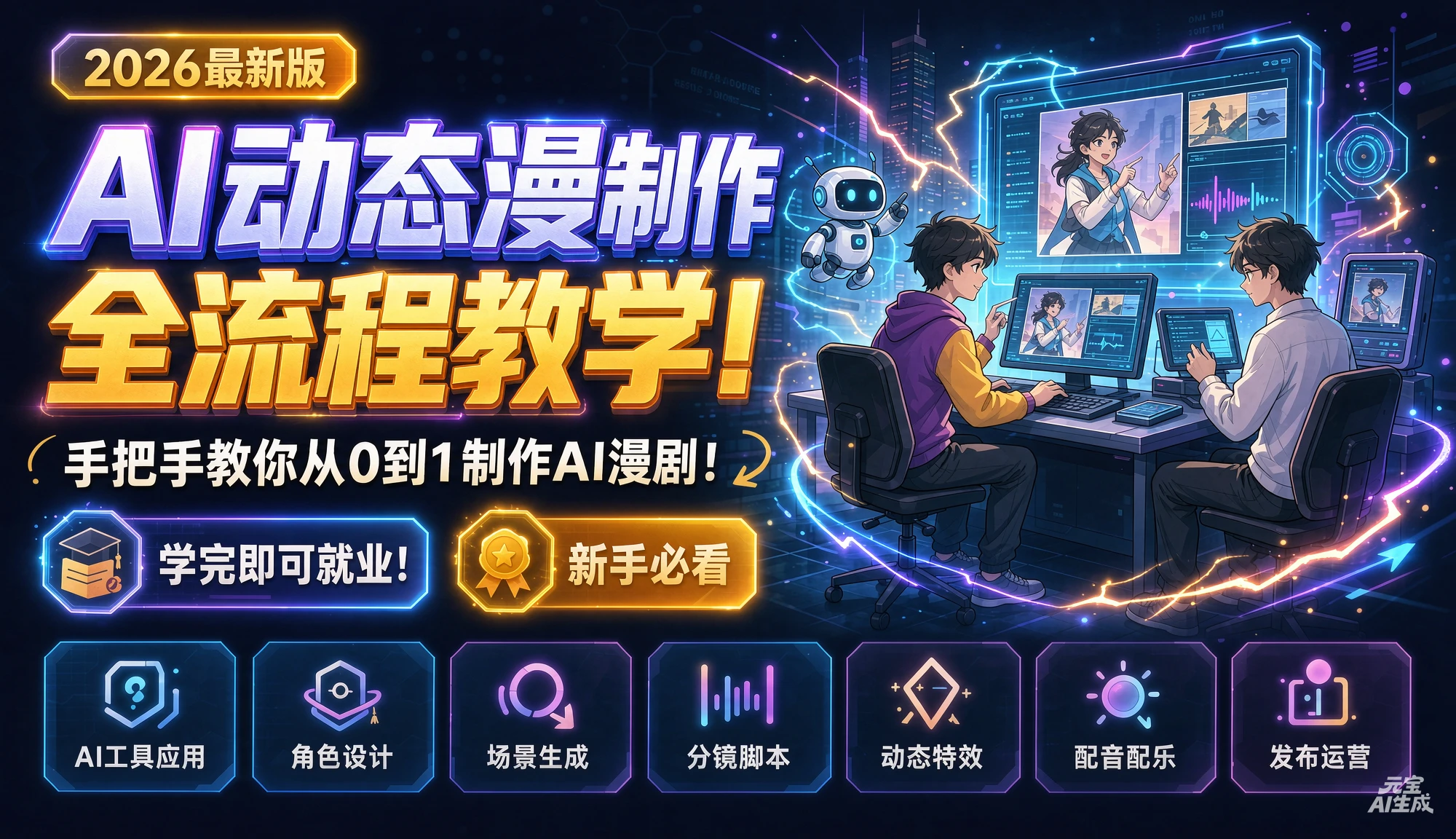 【精】2026最新版AI动态漫制作全流程教学!手把手教你从0到1制作AI漫剧!学完即可就业!新手必看 - 啥好玩副业网-啥好玩副业网