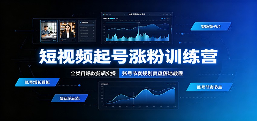 短视频起号涨粉训练营：全类目爆款剪辑实操，账号节奏规划复盘落地教程 - 啥好玩-啥好玩
