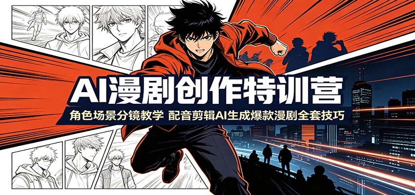AI漫剧创作特训营：角色场景分镜教学，配音剪辑AI生成爆款漫剧全套技巧 - 啥好玩-啥好玩
