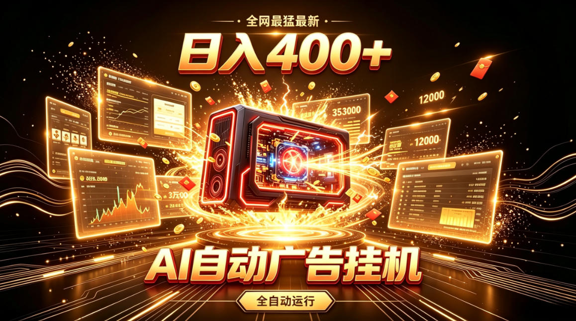 全网最猛最新的AI自动广告挂G，狠收益日入400+，真正做到躺賺式变现【揭秘】-啥好玩