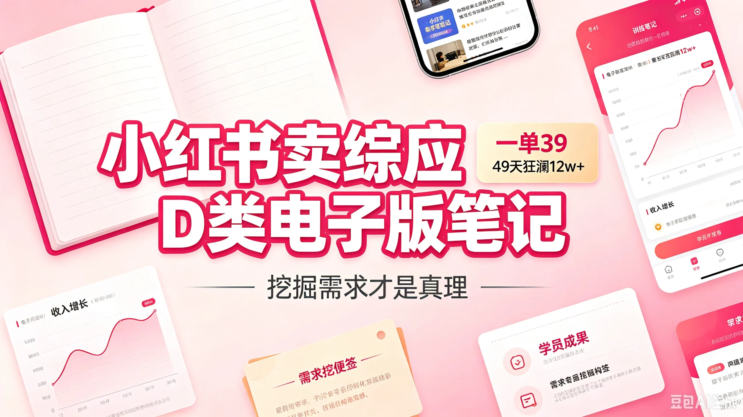 小红书卖综应D类电子版笔记，一单39，49天狂澜12w+，挖掘需求才是真理-啥好玩副业网