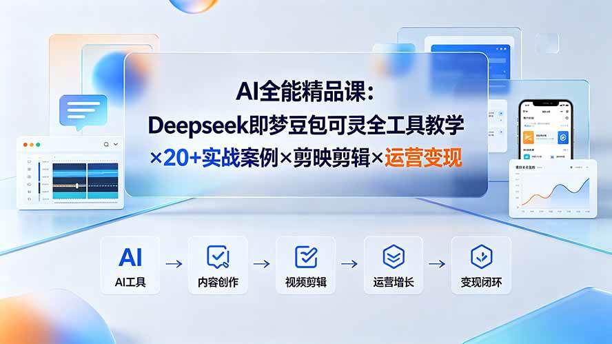 （19278期）AI全能精品课：Deepseek即梦豆包可灵全工具教学×20+实战案例×剪映剪辑×运营变现 - 啥好玩-啥好玩