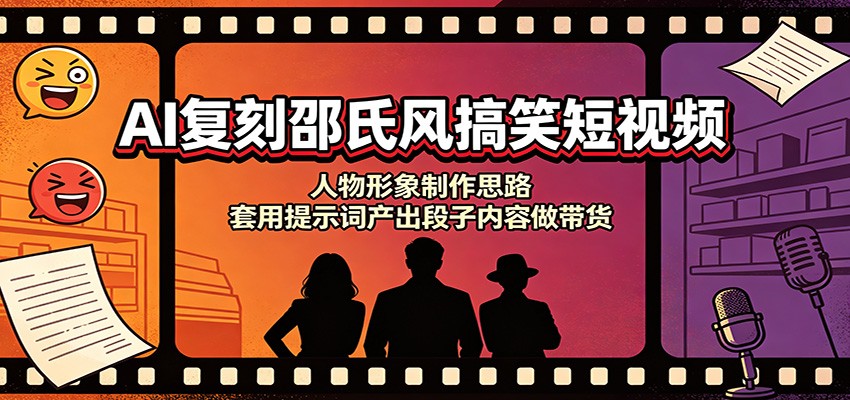 AI复刻邵氏风搞笑短视频:人物形象制作思路,套用提示词产出段子内容做带货-啥好玩副业网