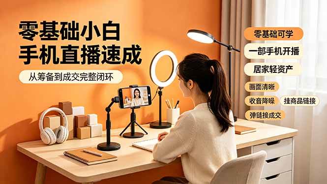 (19231期)零基础小白手机直播速成,从筹备到成交完整闭环,适配苹果安卓系统,解决杂音卡顿留人难问题-啥好玩