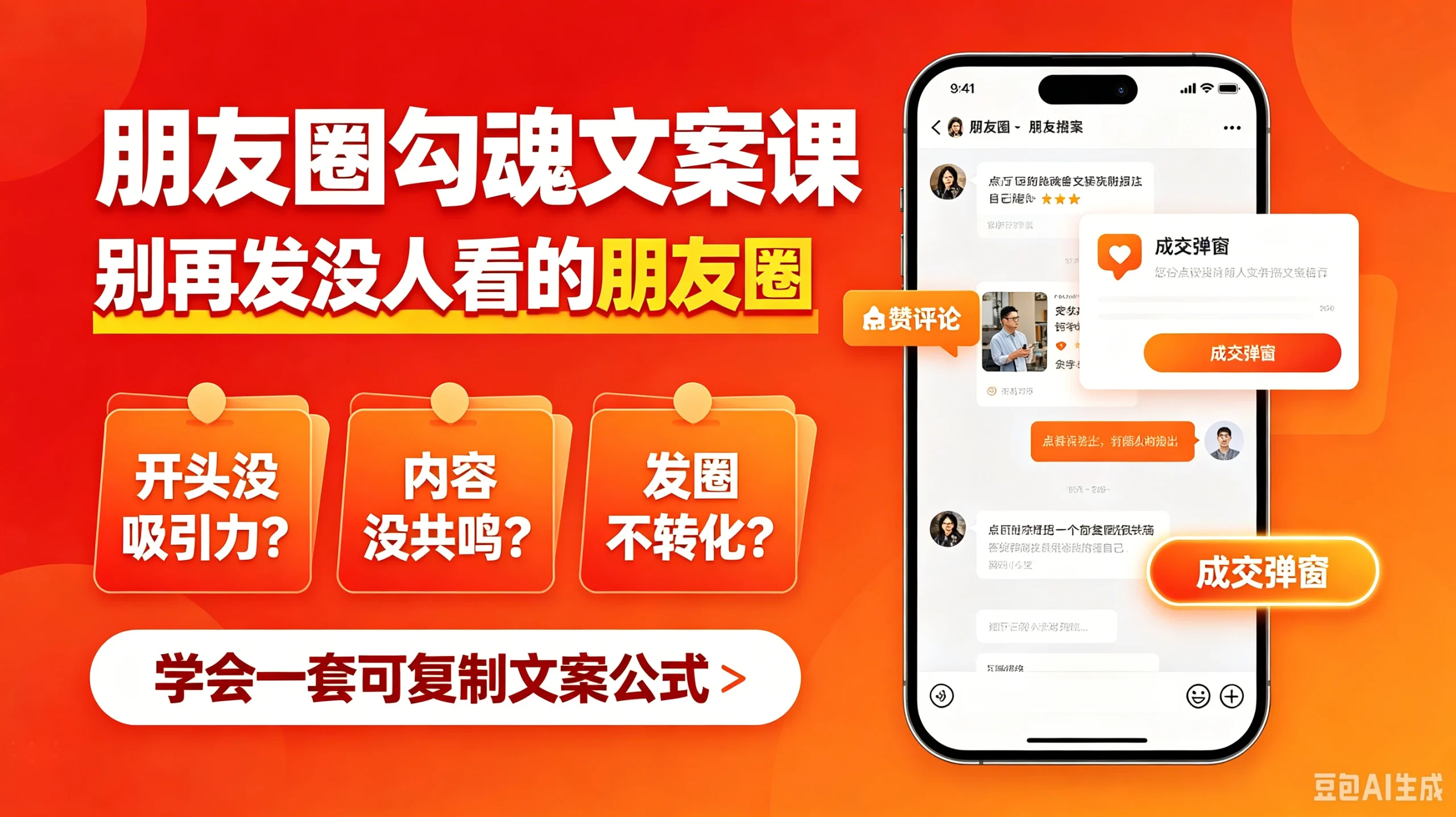 【精】朋友圈勾魂文案课，别再发没人看的朋友圈，学会一套可复制文案公式-啥好玩