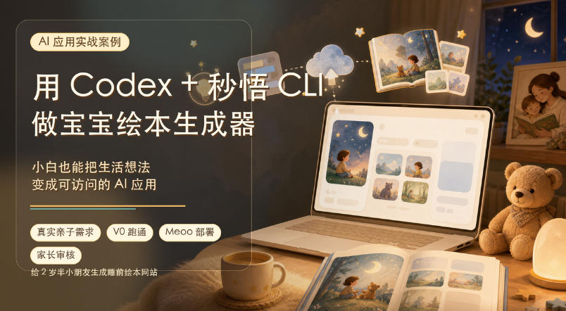 AI应用实战案例，用Codex+秒悟CLl做宝宝绘本生成器，小白也能把生活想法变成可访问的AI应用 - 啥好玩-啥好玩