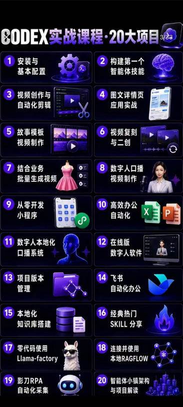 （19237期）2026Codex智能体实战最新课，从安装配置到智能体小镇架构，涵盖视频创作/数字人/办公提效全技能 - 啥好玩-啥好玩