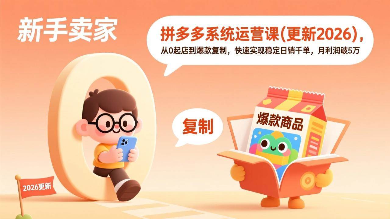 （19482期）拼多多系统运营课(更新7月)，从0起店到爆款复制，快速实现稳定日销千单，月利润破5万-啥好玩