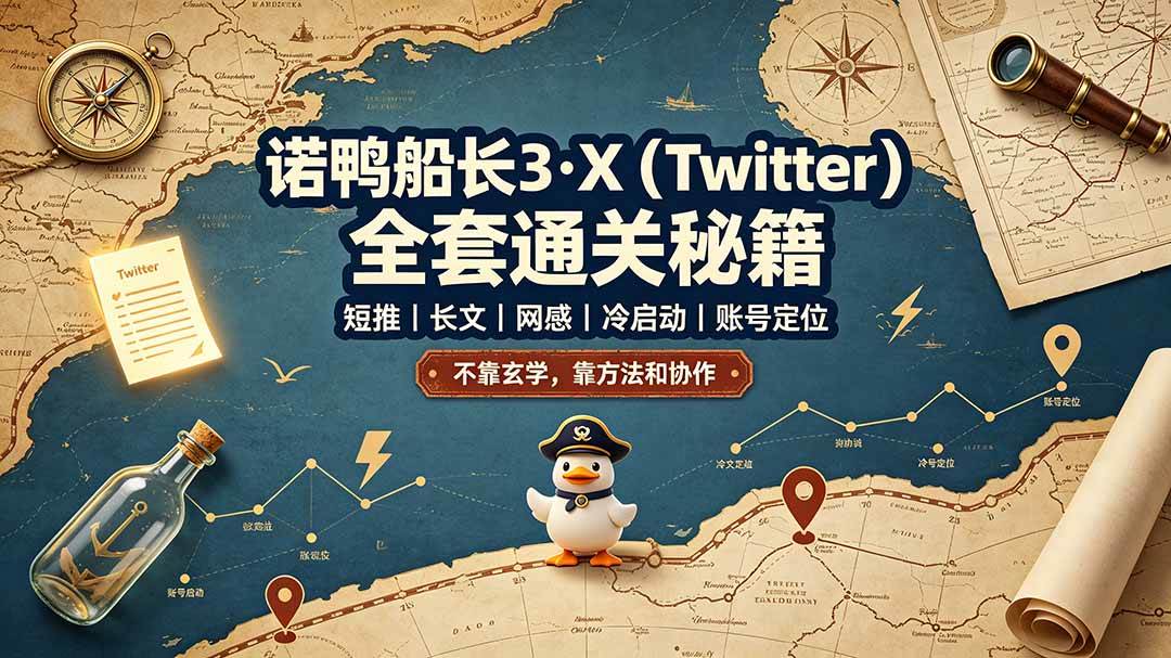 （19215期）诺鸭船长3·X（Twitter）全套通关秘籍，短推、长文、网感、冷启动、账号定位，不靠玄学，靠方法和协作 - 啥好玩-啥好玩
