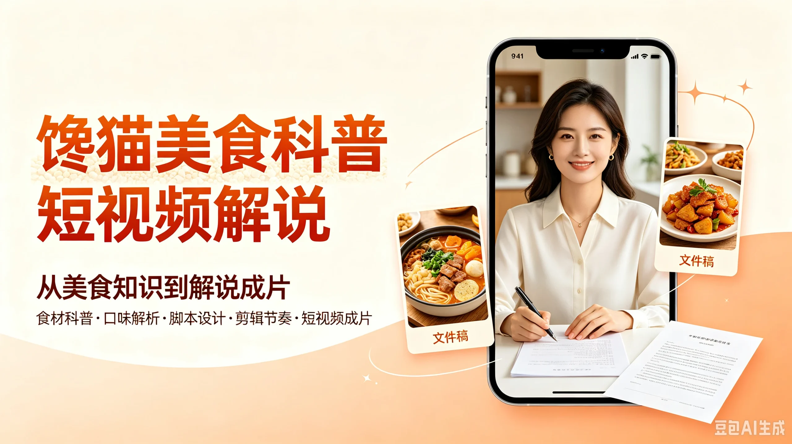 馋猫美食科普短视频解说,从美食知识到解说成片,食材科普、口味解析、脚本设计、剪辑节奏、短视频成片 - 啥好玩副业网-啥好玩副业网