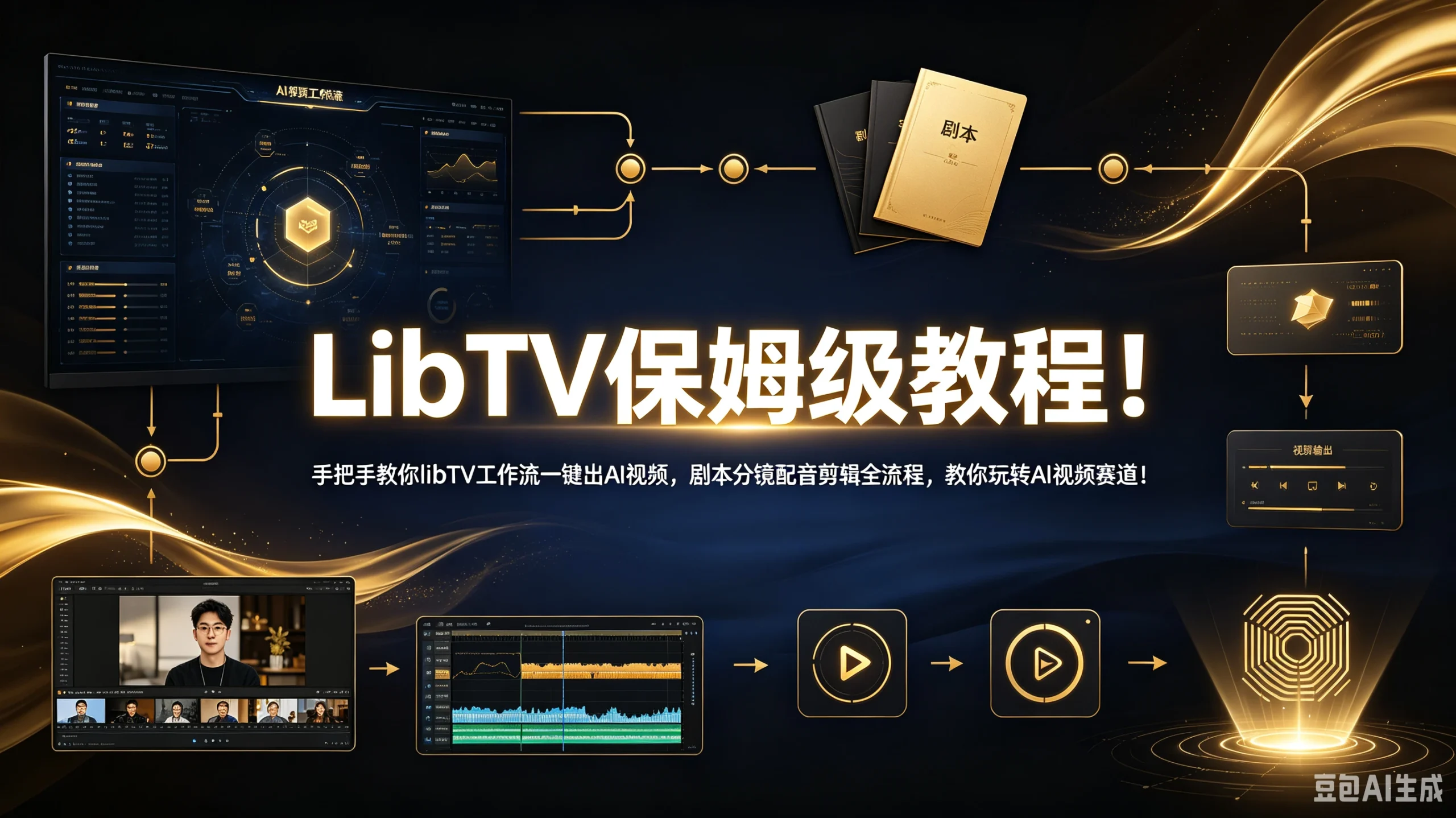 【精】LibTV保姆级教程！手把手教你libTV工作流一键出AI视频，剧本分镜配音剪辑全流程，教你玩转AI视频赛道！-啥好玩副业网