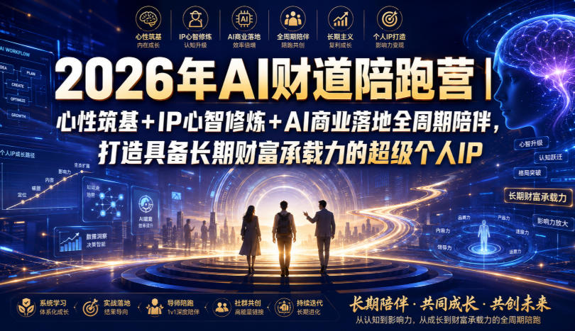 2026年AI财道陪跑营｜心性筑基+IP心智修炼+AI商业落地全周期陪伴，打造具备长期财富承载力的超级个人IP-啥好玩