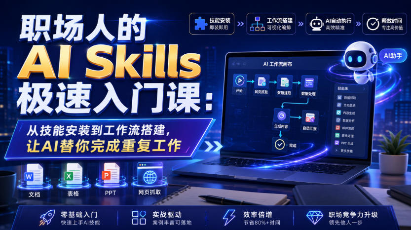 职场人的AI Skills极速入门课：从技能安装到工作流搭建，让AI替你完成重复工作-啥好玩