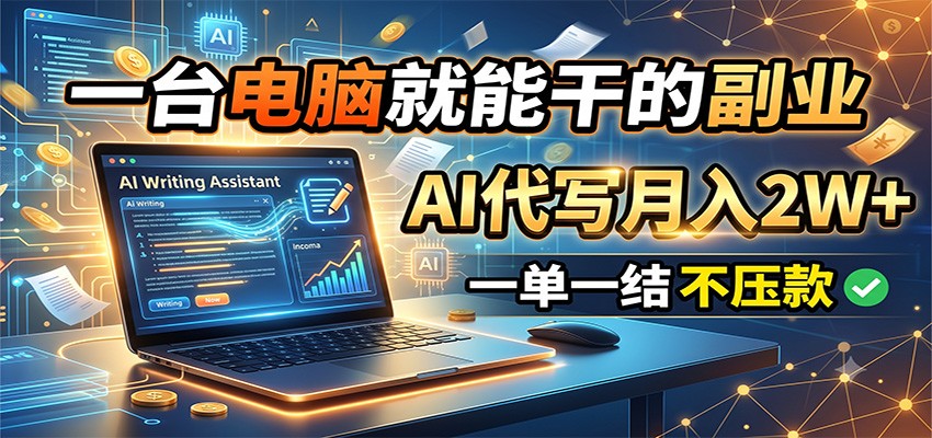 一台电脑就能干的副业，AI代写月入2W+，一单一结不压款 - 啥好玩-啥好玩