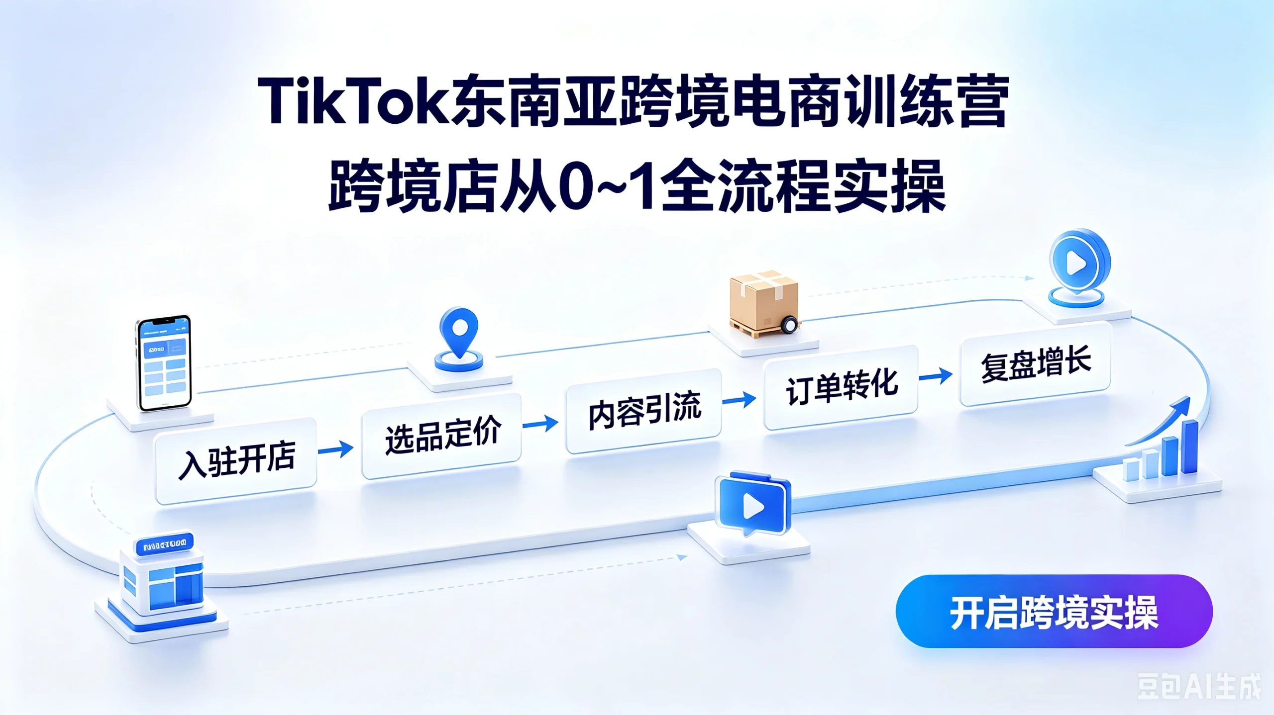 【精】TikTok东南亚跨境电商训练营跨境店从0~1全流程实操，复盘增长、订单转化、内容引流、选品定价、入驻开店-啥好玩
