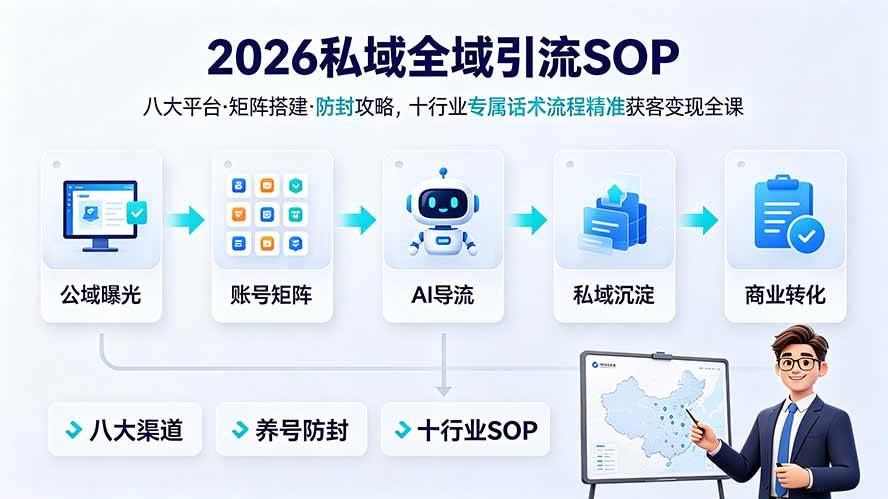 （19248期） 2026私域全域引流SOP｜八大平台·矩阵搭建·防封攻略，十行业专属话术流程精准获客变现全课 - 啥好玩-啥好玩
