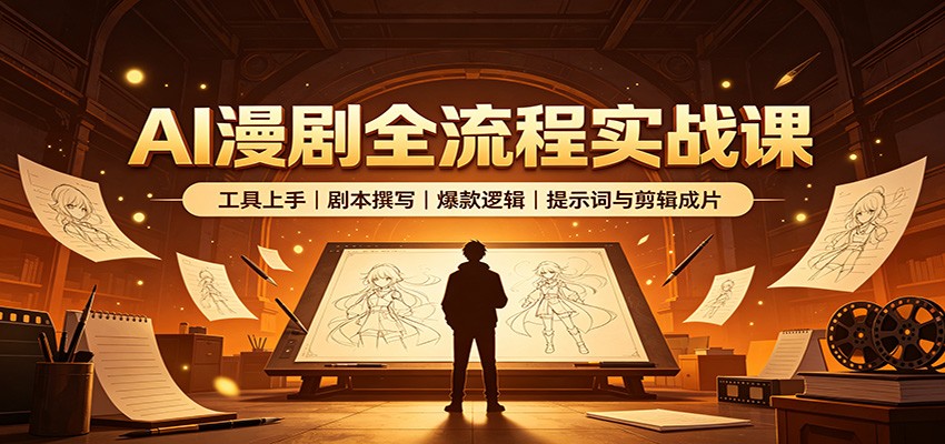 AI漫剧全流程实战课：工具上手、剧本撰写、爆款逻辑、提示词与剪辑成片-啥好玩副业网