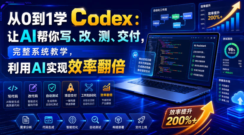 从0到1学Codex：让AI帮你写、改、测、交付，完整系统教学，利用AI实现效率翻倍 - 啥好玩-啥好玩