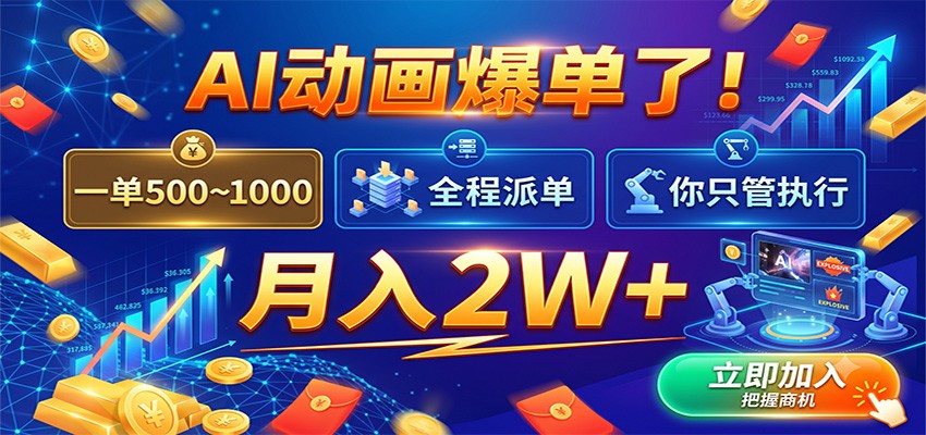 AI动画爆单了！一单500~1000，全程派单，你只管执行，月入2W+ - 啥好玩-啥好玩