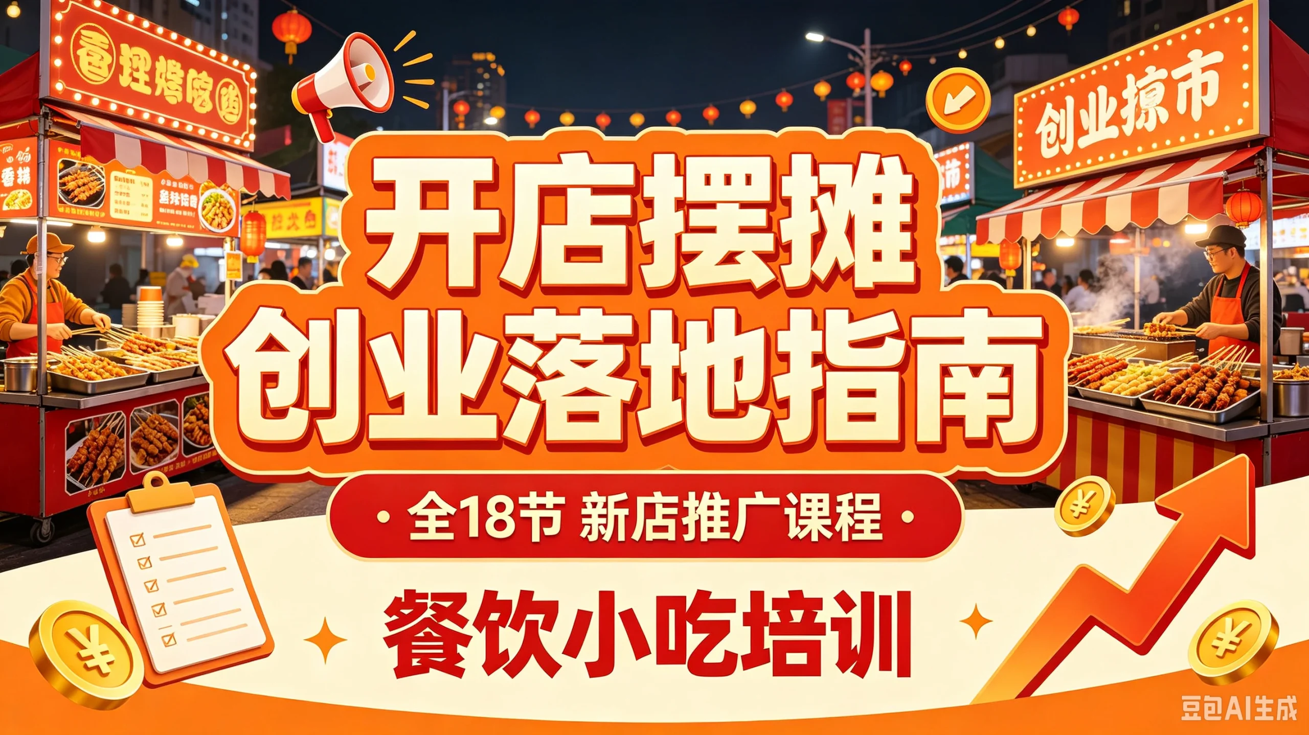 【精】开店摆摊创业落地指南 全18节 新店推广课程 餐饮小吃培训-啥好玩副业网