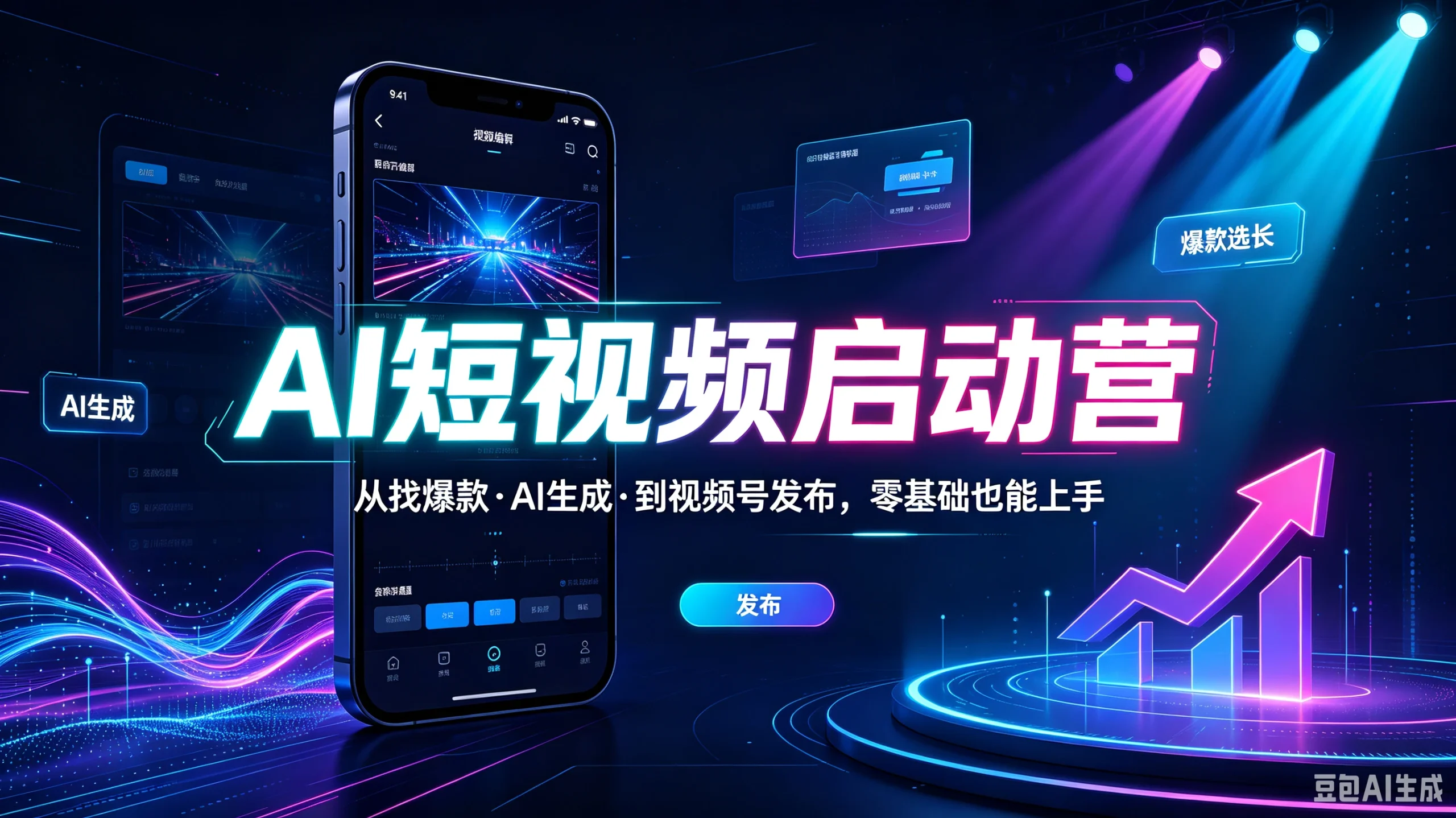 【精】AI短视频启动营，从找爆款·AI生成·到视频号发布，零基础也能上手-啥好玩副业网