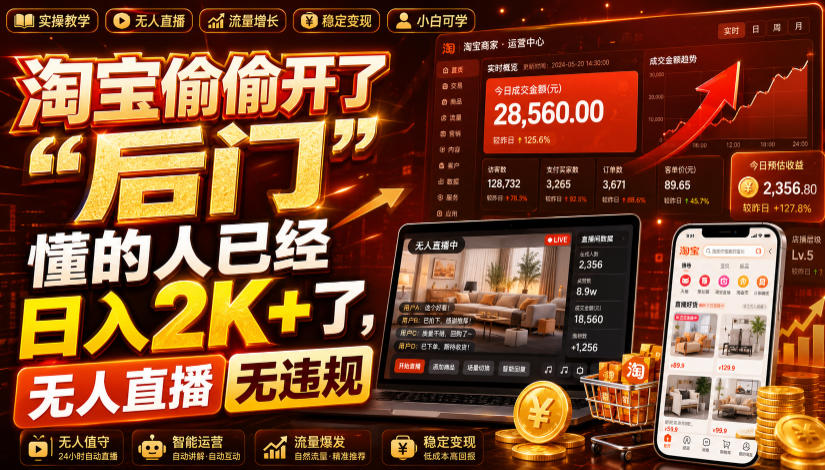 淘宝偷偷开了“后门”，懂的人已经日入2K+了，无人直播无违规，一台电脑=一家24小时营业的线上门店【揭秘】 - 啥好玩-啥好玩