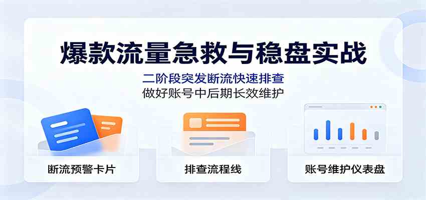 爆款流量急救与稳盘实战：二阶段突发断流快速排查，做好账号中后期长效维护 - 啥好玩副业网-啥好玩副业网
