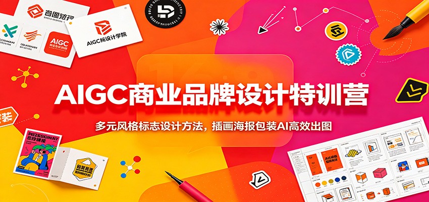 AIGC商业品牌设计特训营：多元风格标志设计方法，插画海报包装AI高效出图-啥好玩