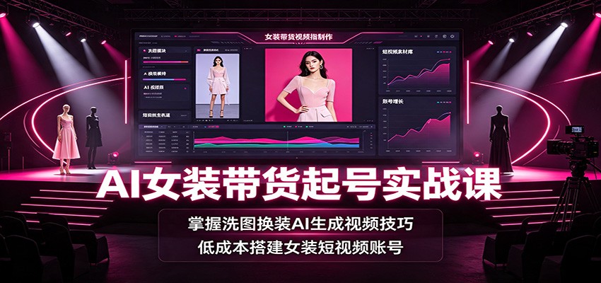 AI女装带货起号实战课：掌握洗图换装AI生成视频技巧，低成本搭建女装短视频账号 - 啥好玩-啥好玩